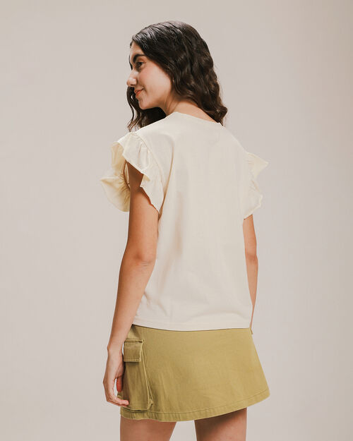 Blusa Estampada Manga Volantes